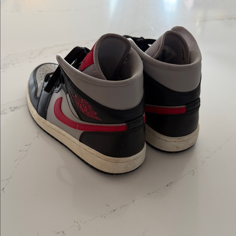 Jordan Women’s High-Top Sneakers in Black, Gray & Red - Picture 2 of 3